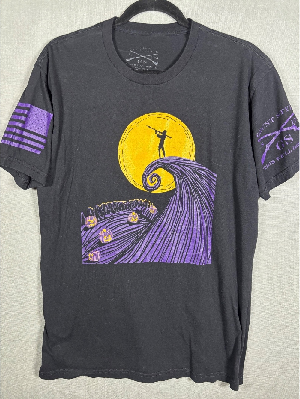 Grunt Style 1776 Halloween Graphic T Shirt Black Purple Jack O Lantern